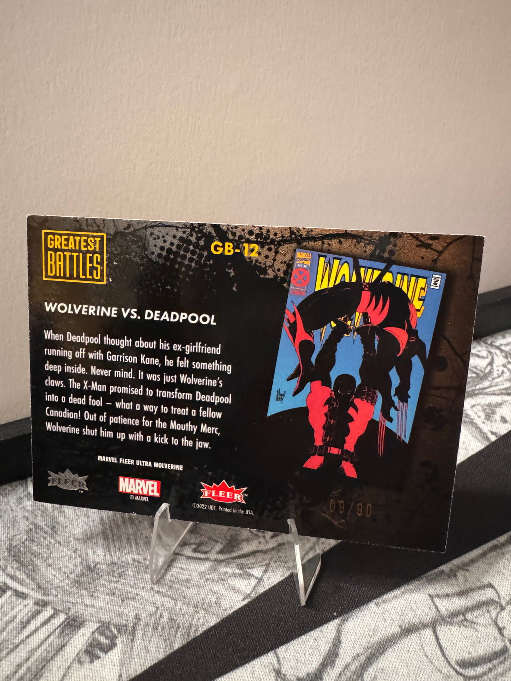 Fleer Ultra Wolverine Greatest Battles Wolverine & Deadpool Yellow 9/90