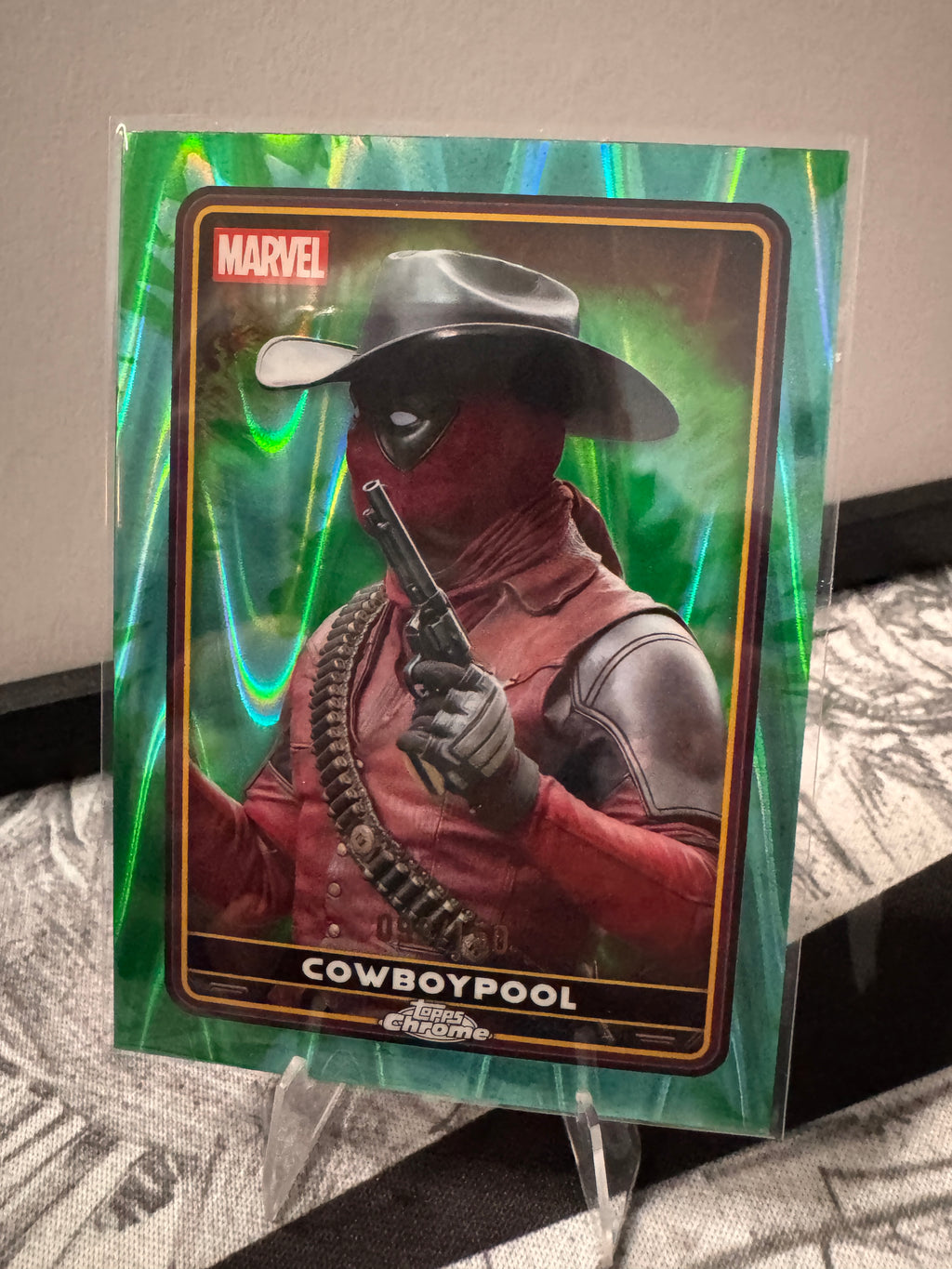 Cowboypool Marvel Deadpool Topps Chrome Green Wave 98/150