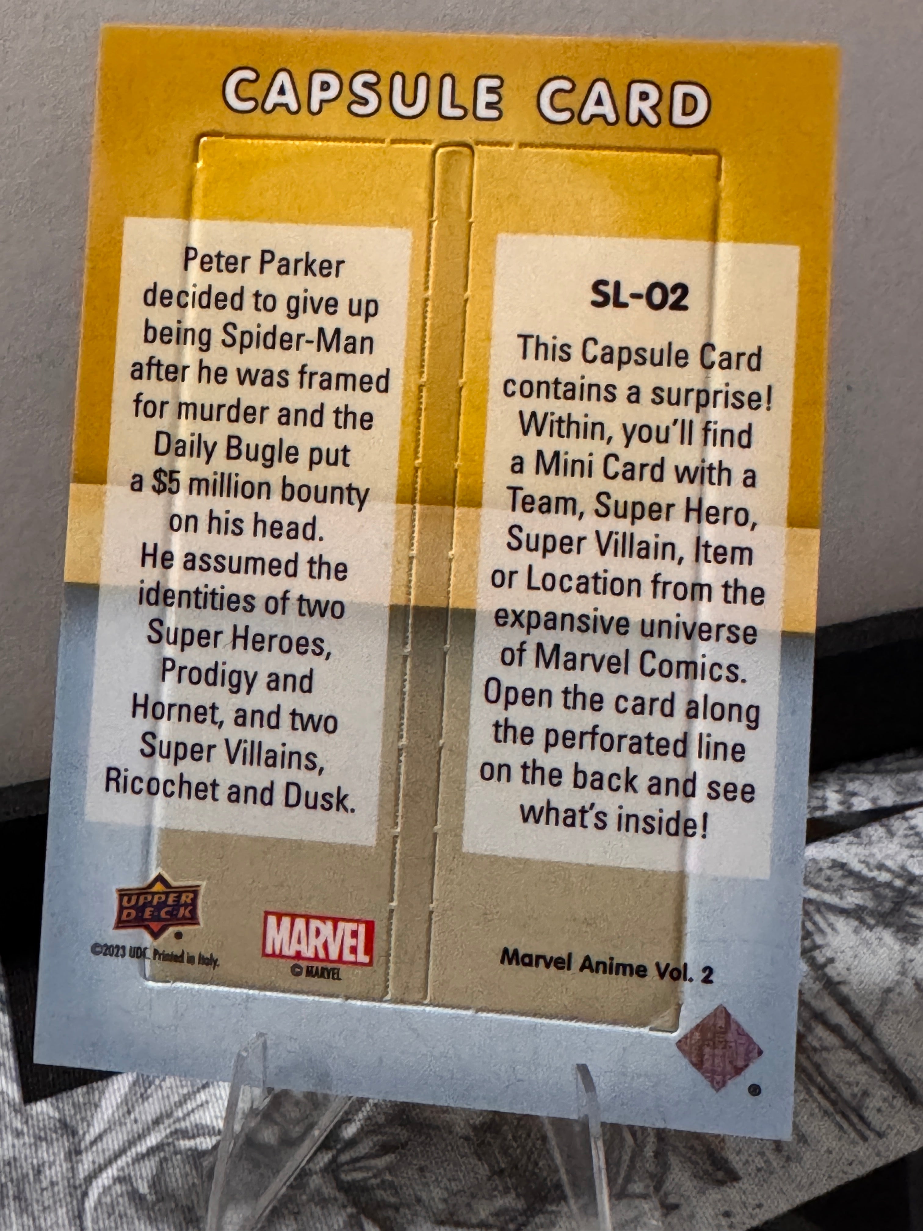 Spider-man Identity Crisis Capsule Card Marvel Anime Vol. 2 Unripped